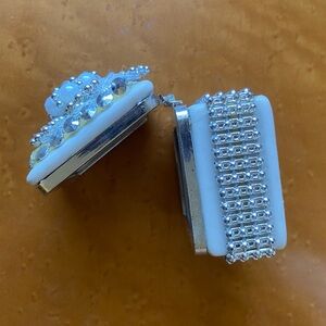 Elegant Silver and White Beaded Ring Box